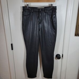 Soft Surroundings Black Vegan Leather High Rise Pants Size 10